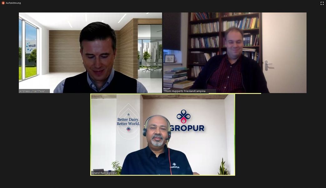 Up left: conference moderator Andreas Linsenmeiwer, Milei; up right: Prof. Huppertz, Wageningen University; lower picture: Dr. Rao, Agropur